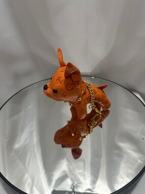 Luxury Orange French bulldog  Plush Keychain with Stud Accents NWT !!